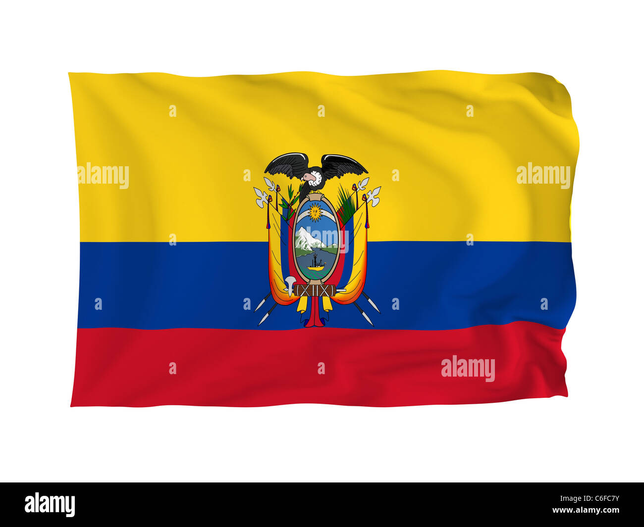Ecuador. Hohe Auflösung South American Flag Serie. Mit Stoff. Stockfoto