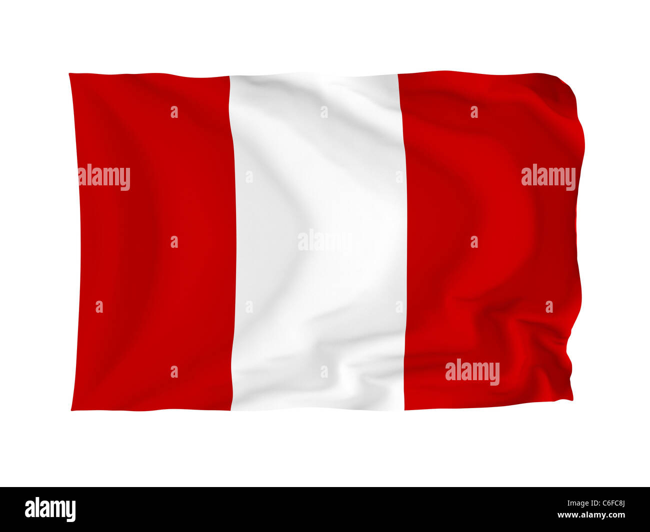 Peru. Hohe Auflösung South American Flag Serie. Mit Stoff. Stockfoto