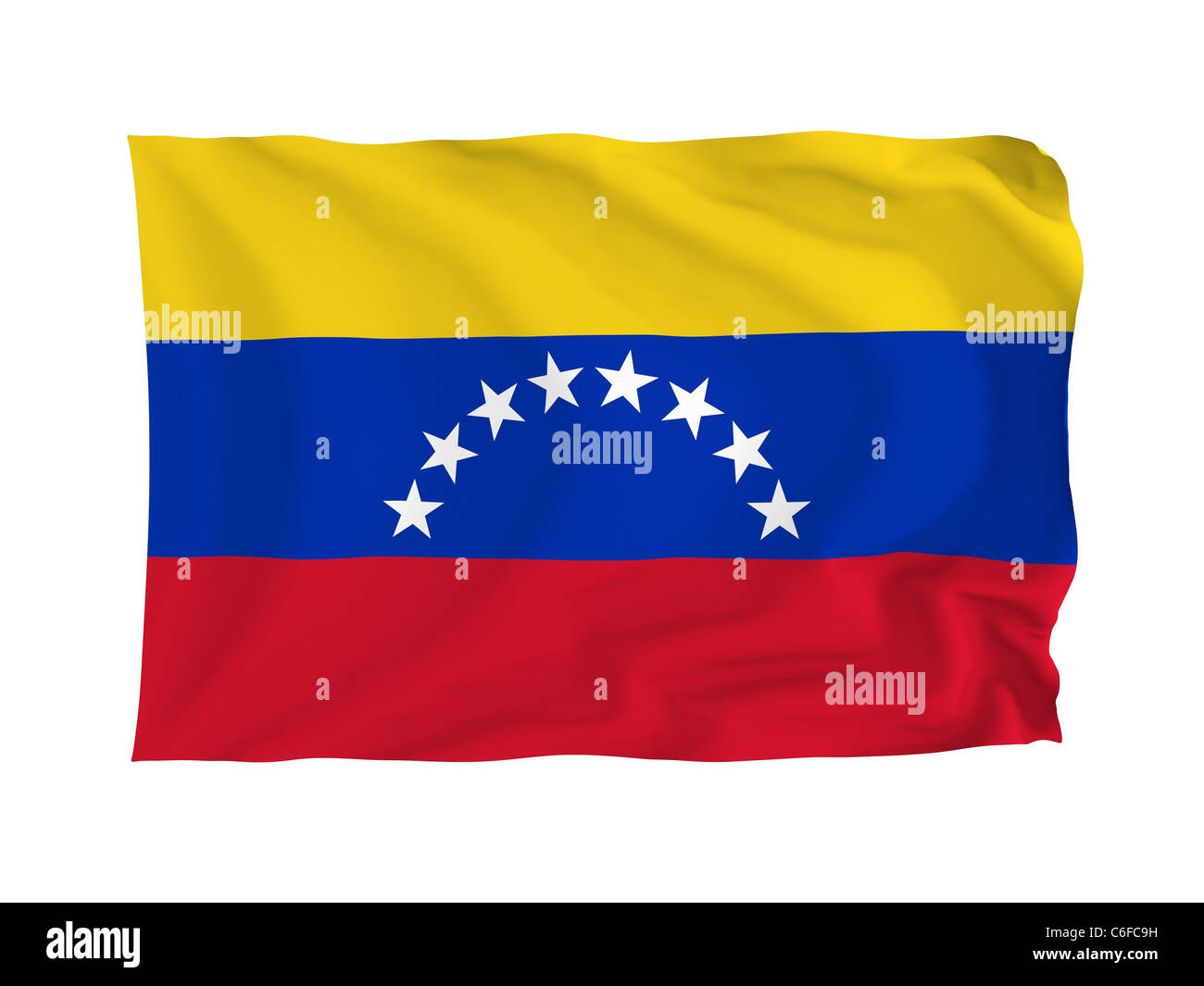 Venezuela. Hohe Auflösung South American Flag Serie. Mit Stoff. Stockfoto