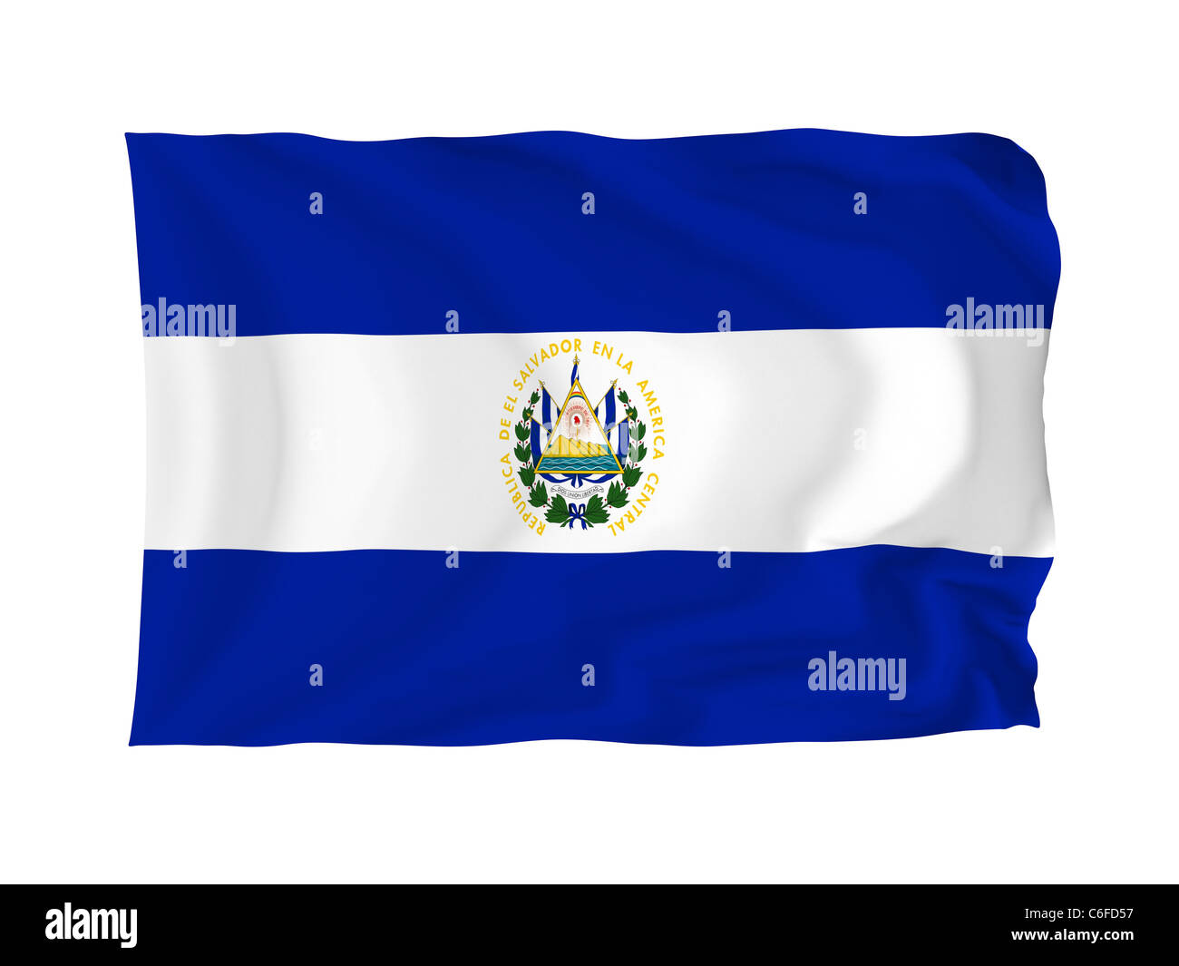 El Salvador. Hohe Auflösung North American Flag Serie. Mit Stoff. Stockfoto
