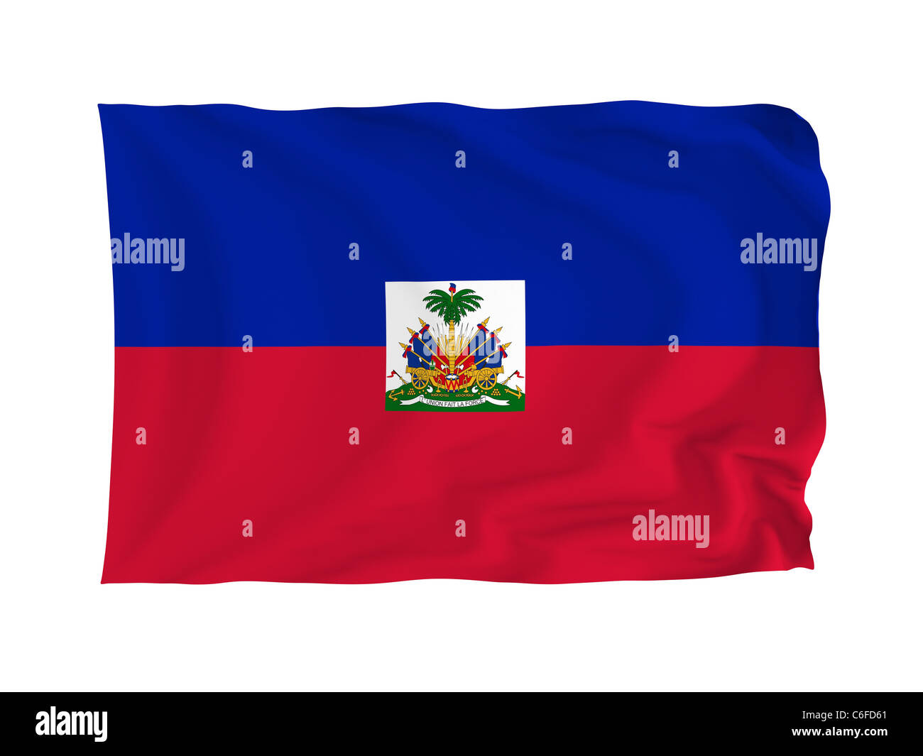 Haiti. Hohe Auflösung North American Flag Serie. Mit Stoff. Stockfoto