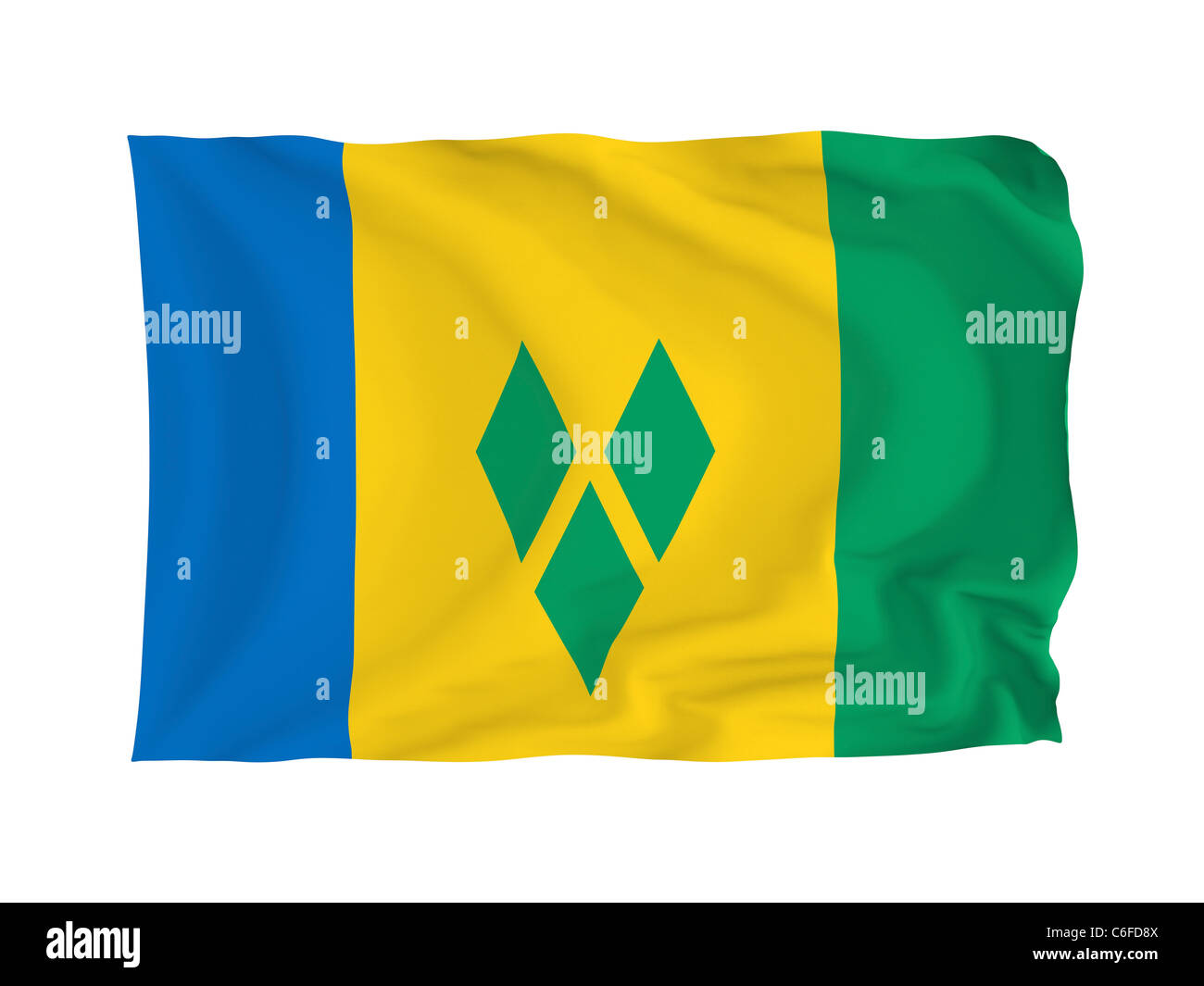 St. Vincent und die Grenadinen. Hohe Auflösung North American Flag Serie. Mit Stoff. Stockfoto