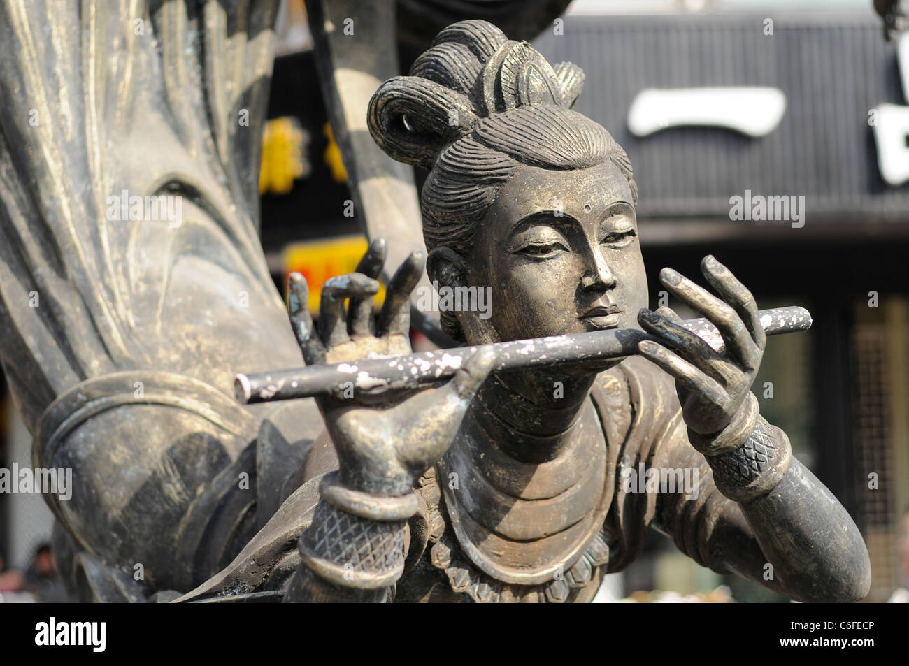 Statue der Flötenspieler, Chengdu, China Stockfoto