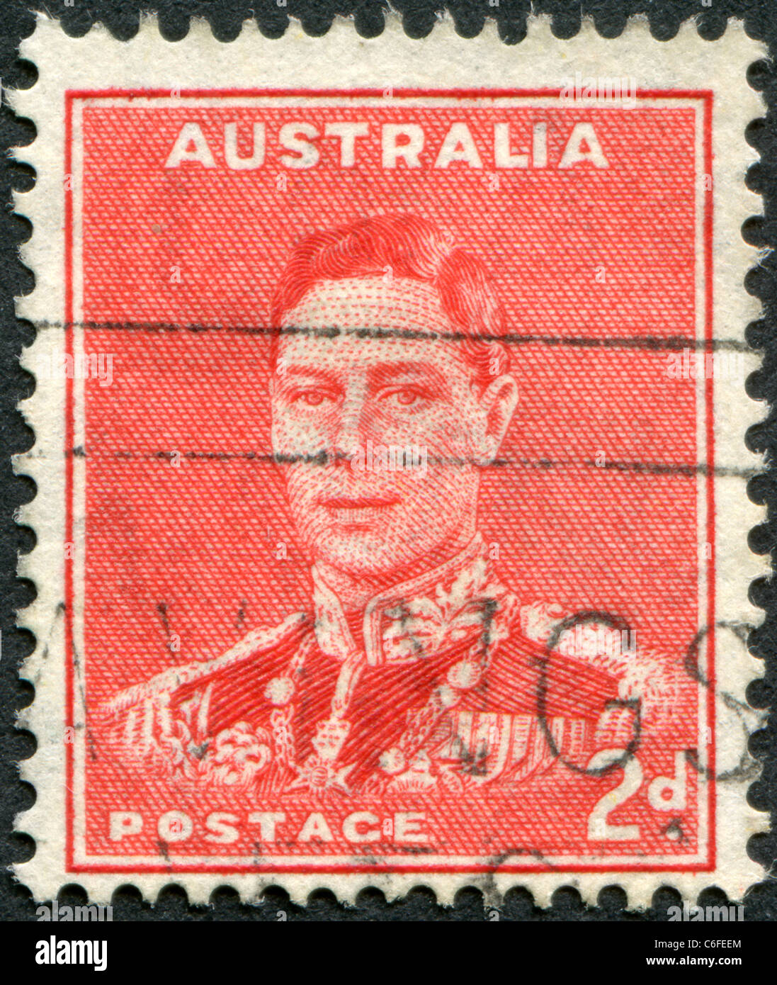 Australien - 1938: Eine Briefmarke gedruckt in Australien zeigt König George VI Stockfoto