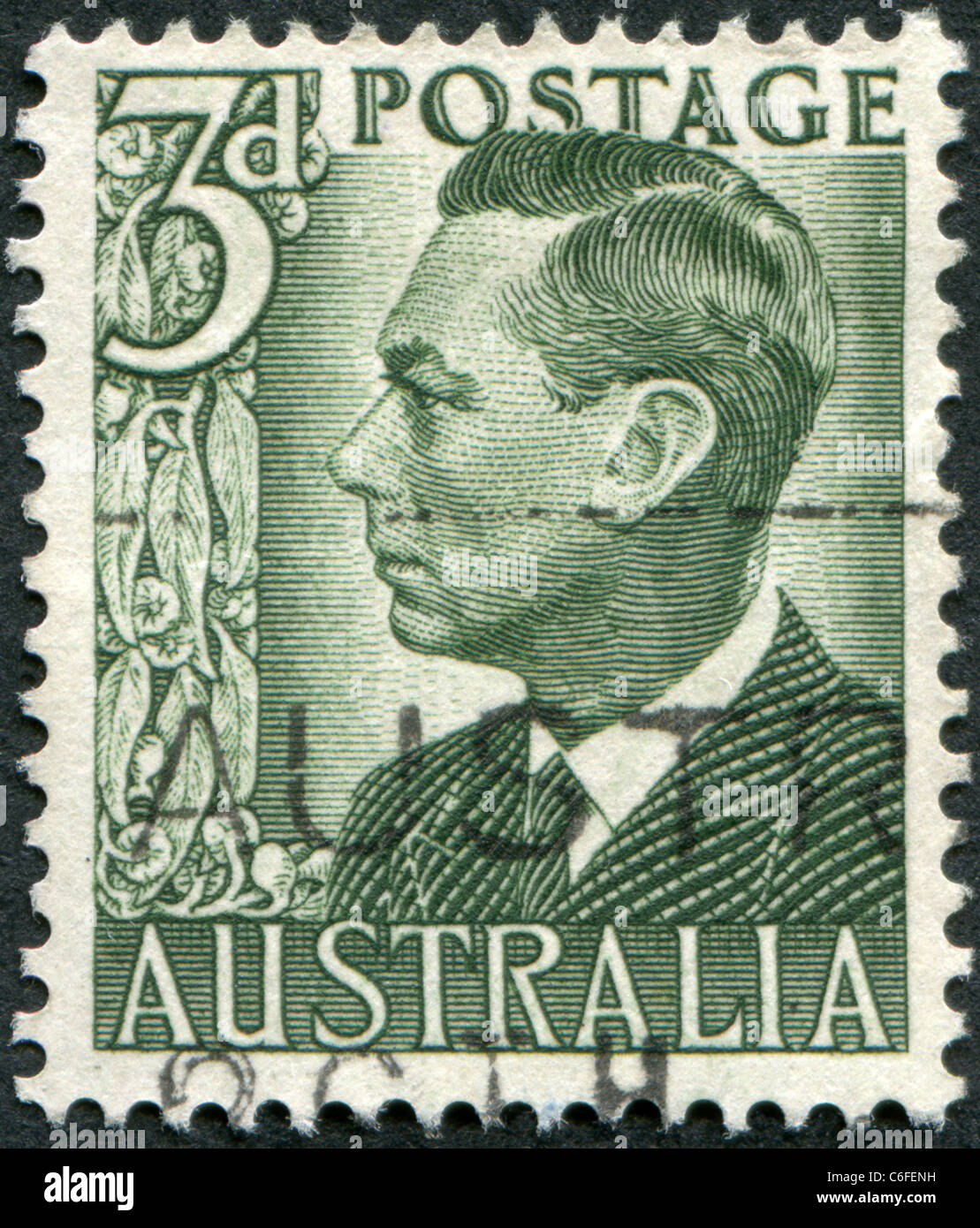 Australien - 1951: Eine Briefmarke gedruckt in Australien zeigt König George VI Stockfoto