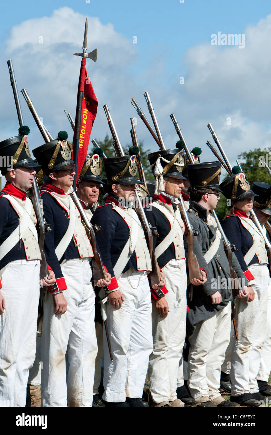 21 eme Regiment de Ligne. Französische napoleonische Fußsoldaten. Historische französische Armee Re-enactment Stockfoto