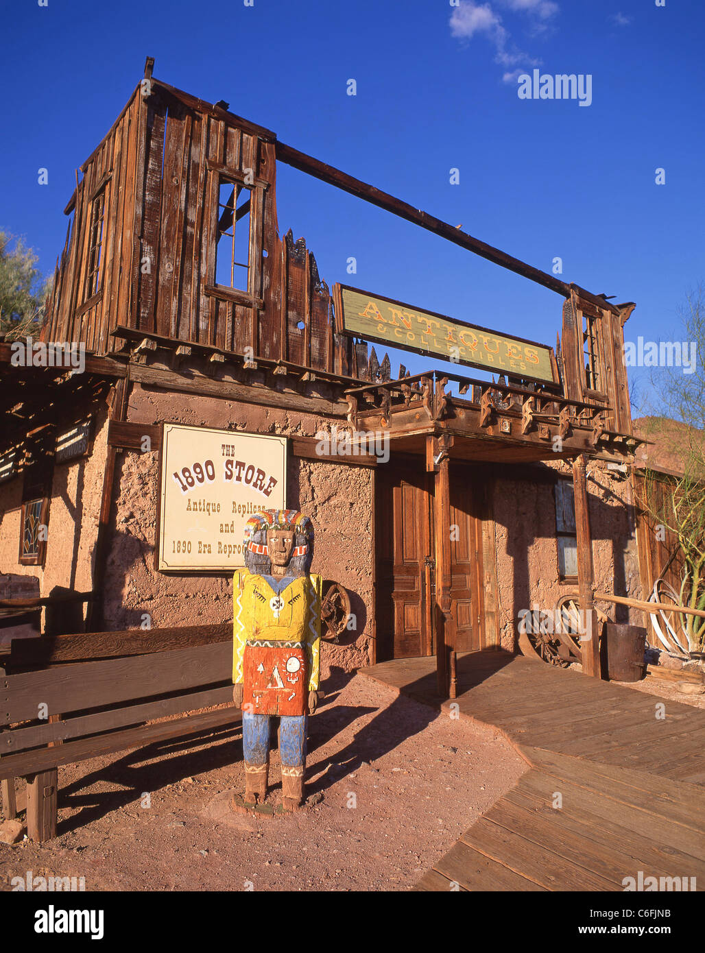 Western Street, Bergbau Geisterstadt Calico Barstow, San Bernardino County, Kalifornien, Vereinigte Staaten von Amerika Stockfoto