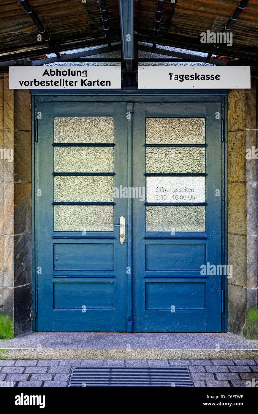 Kasse für das Bayreuther Festspielhaus oder Festspielhaus, Bayreuth, Bayern, Deutschland Stockfoto