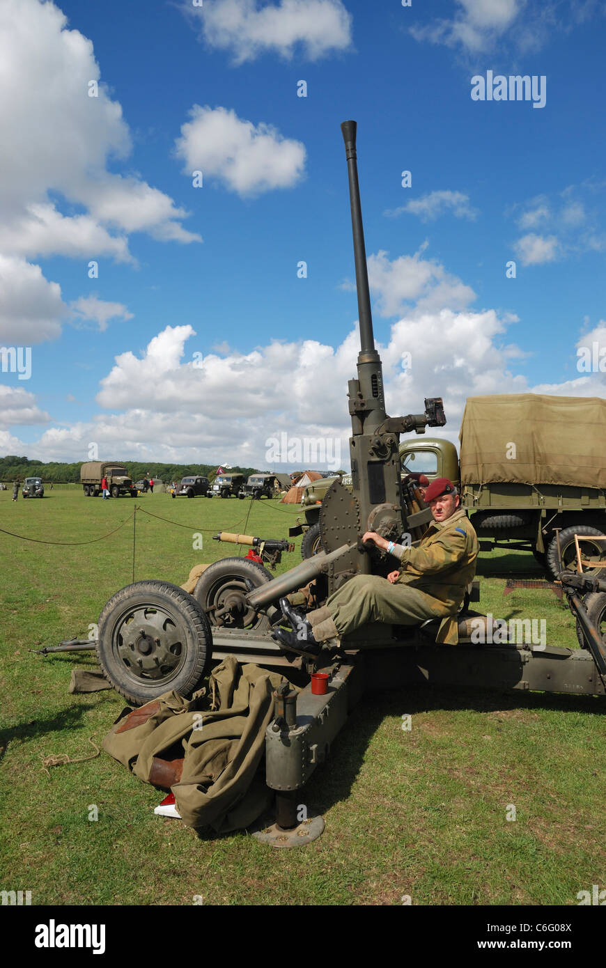 Ein 1936 Bofors 40mm Flak am Wochenende Rauceby Krieg, Lincolnshire, England. Stockfoto