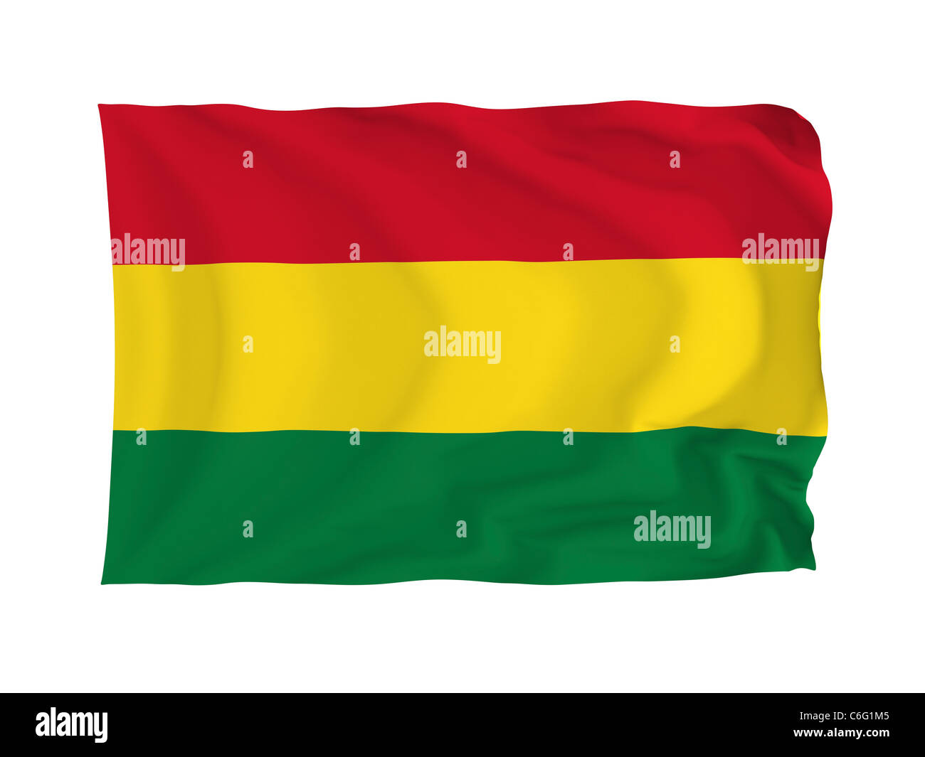Bolivien. Hohe Auflösung South American Flag Serie. Mit Stoff. Stockfoto
