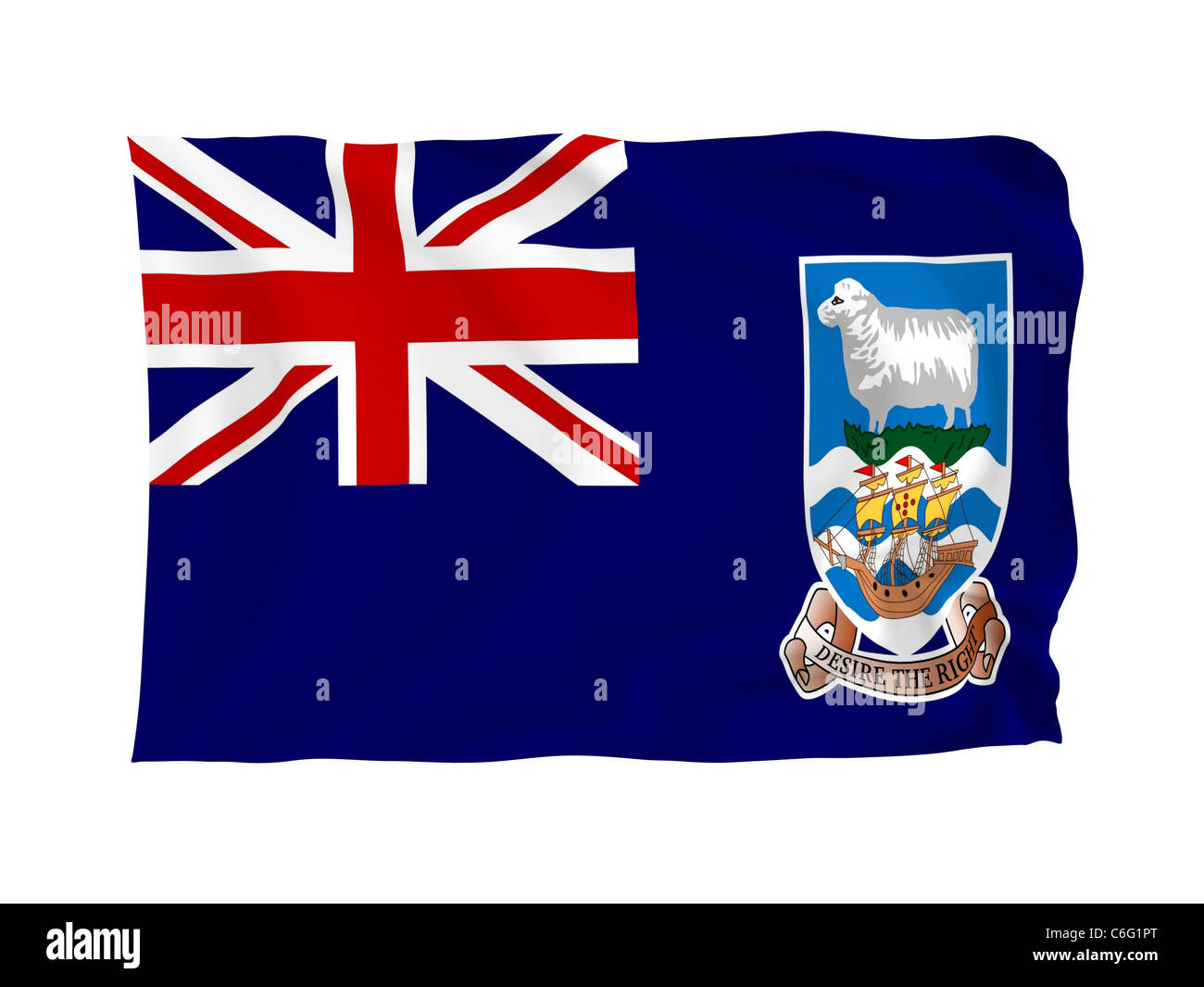 Falkland-Inseln. Hohe Auflösung South American Flag Serie. Mit Stoff. Stockfoto