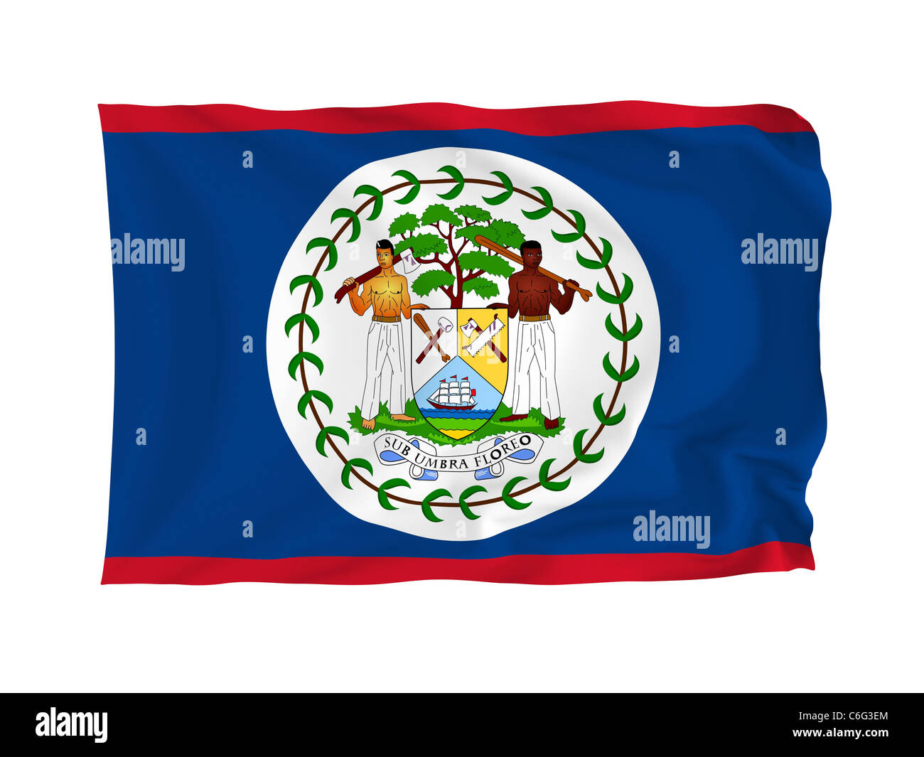 Belize. Hohe Auflösung North American Flag Serie. Mit Stoff. Stockfoto