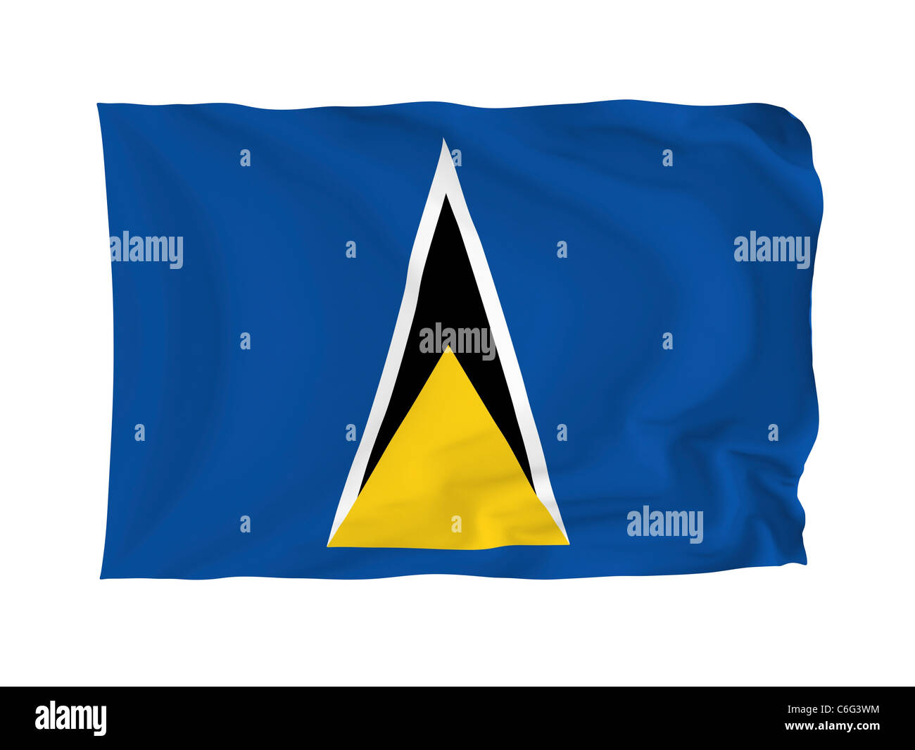 Saint Lucia. Hohe Auflösung North American Flag Serie. Mit Stoff. Stockfoto