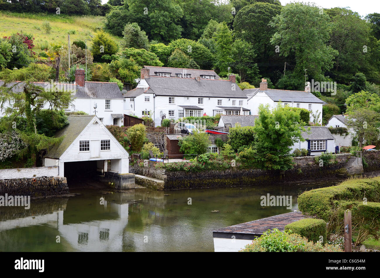 Das malerische Dorf Helford in Cornwall, Großbritannien Stockfoto