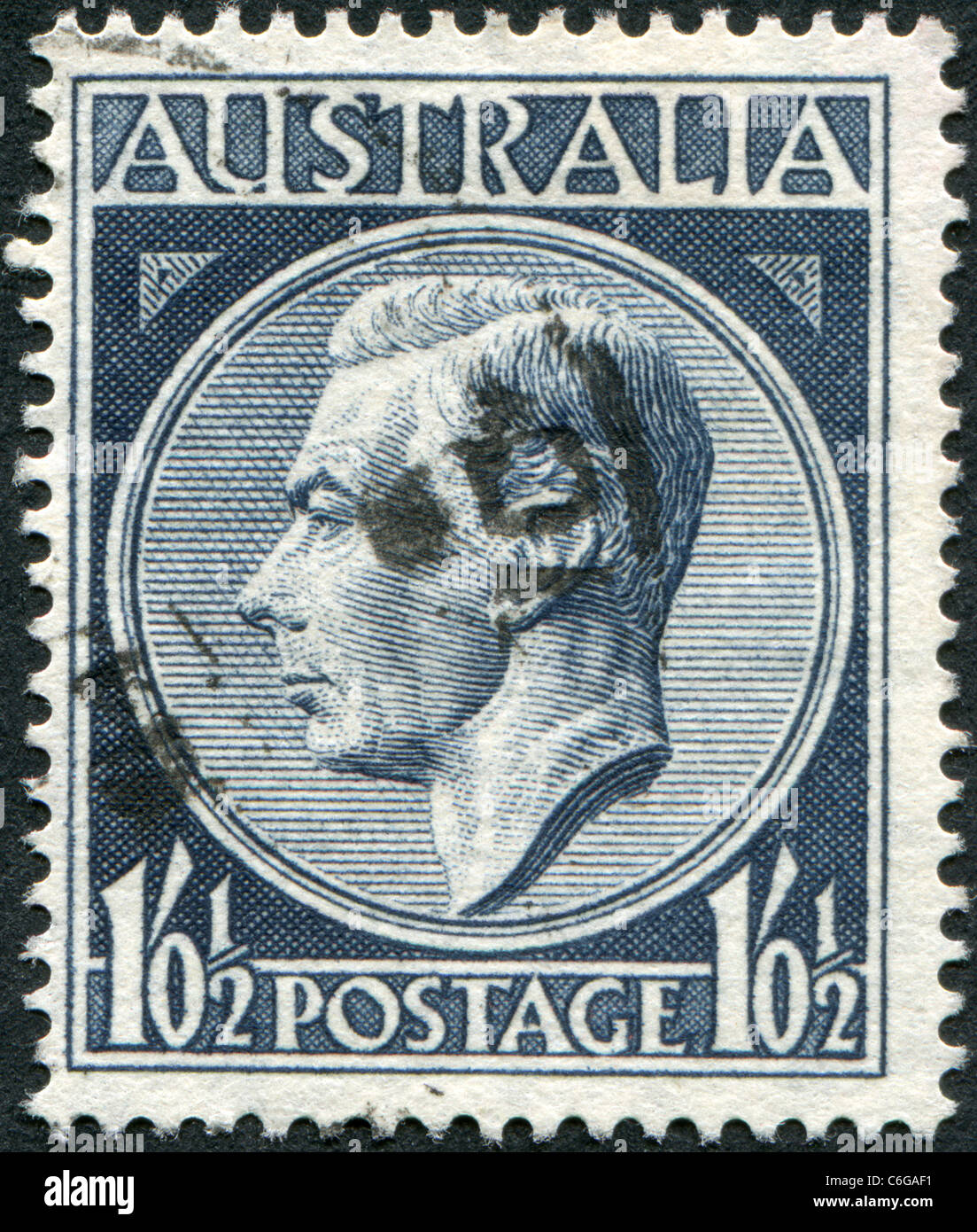 Australien - 1952: Eine Briefmarke gedruckt in Australien zeigt König George VI Stockfoto