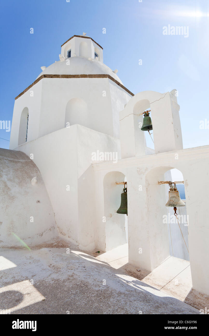 Griechisch-orthodoxe Kirche in Fira, Santorini (Thira), Kykladen, Ägäis, Griechenland, Europa Stockfoto