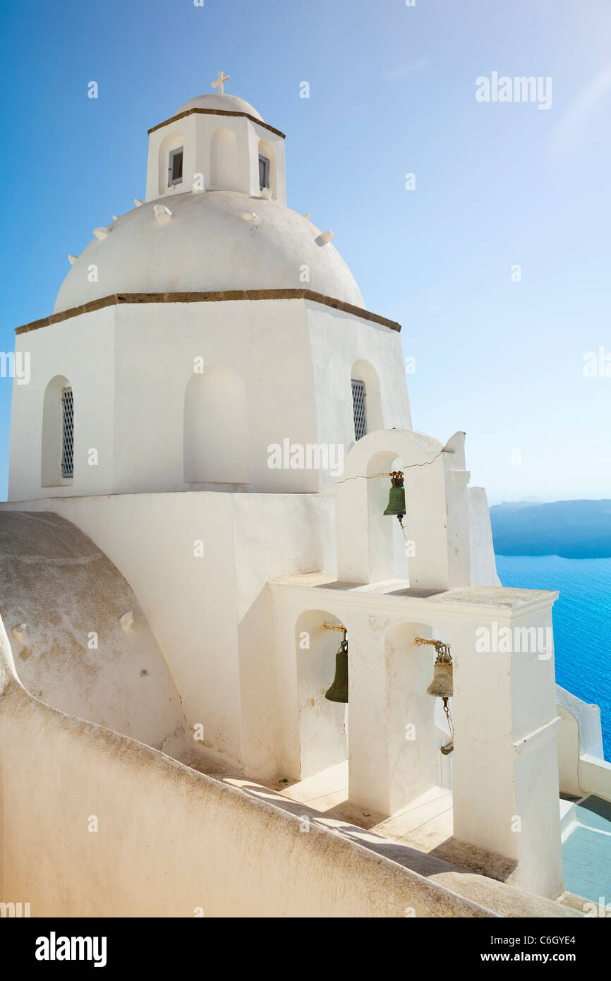 Griechisch-orthodoxe Kirche in Fira, Santorini (Thira), Kykladen, Ägäis, Griechenland, Europa Stockfoto