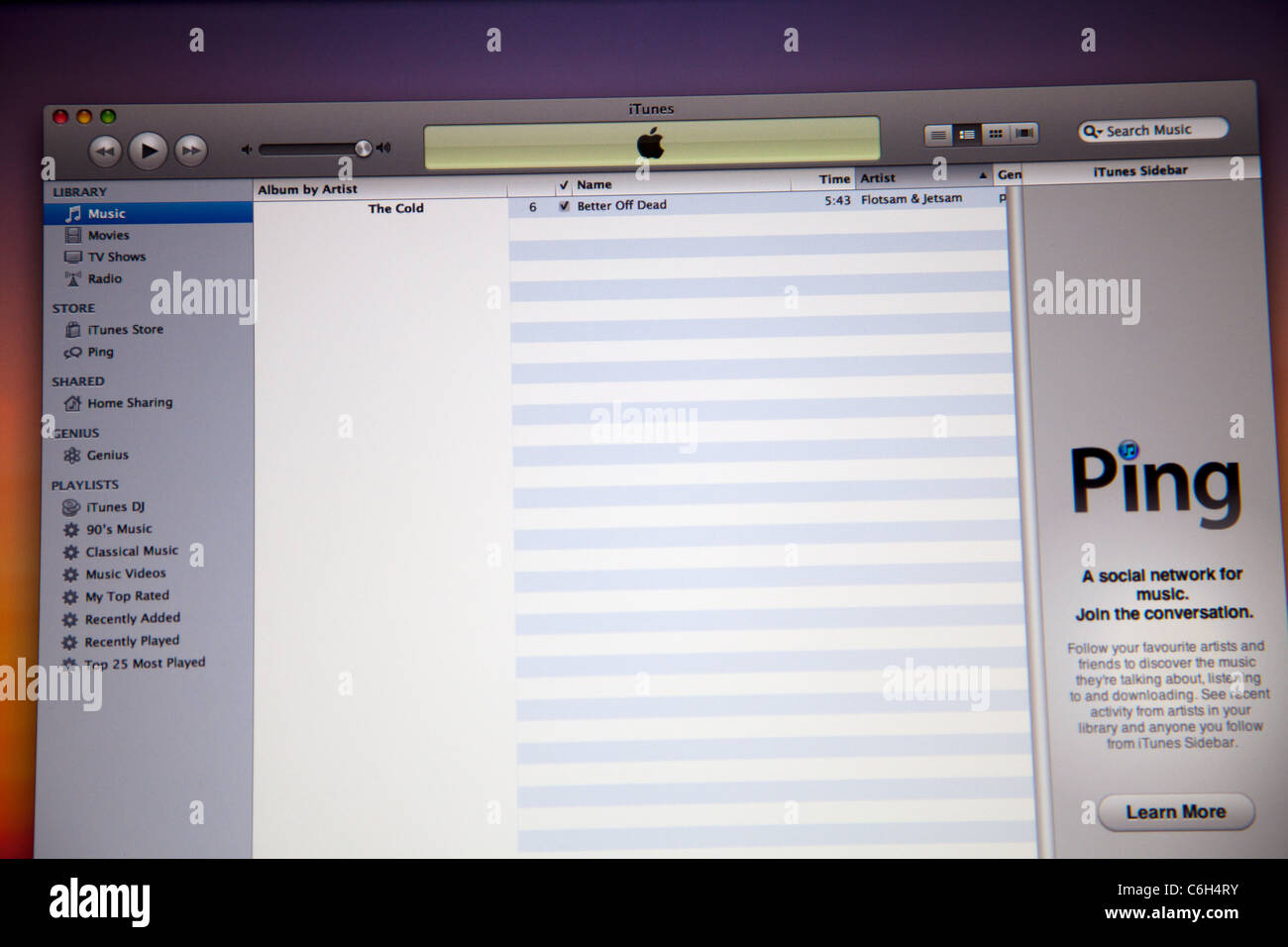 Internet Land Computer Programm Itunes von Apple Werbung Ping Strandgut - Toten besser spielen Stockfoto