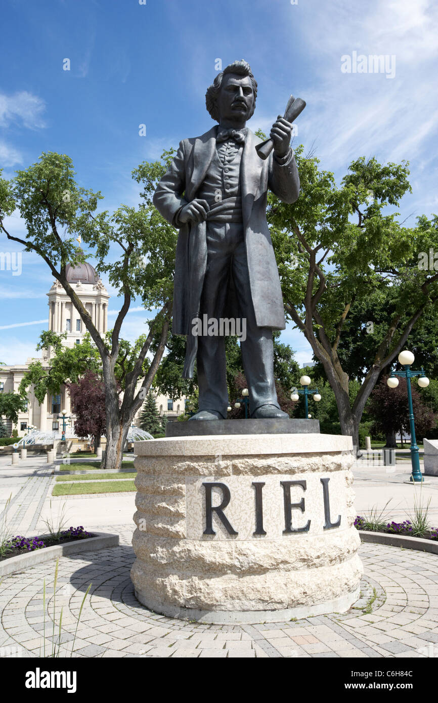 Louis Riel Statue auf dem Gelände an der Rückseite der Manitoba gesetzgebenden Gebäude Winnipeg Manitoba Kanada Stockfoto