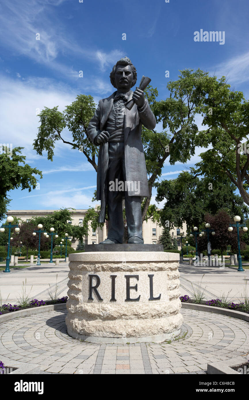 Louis Riel Statue auf dem Gelände an der Rückseite der Manitoba gesetzgebenden Gebäude Winnipeg Manitoba Kanada Stockfoto