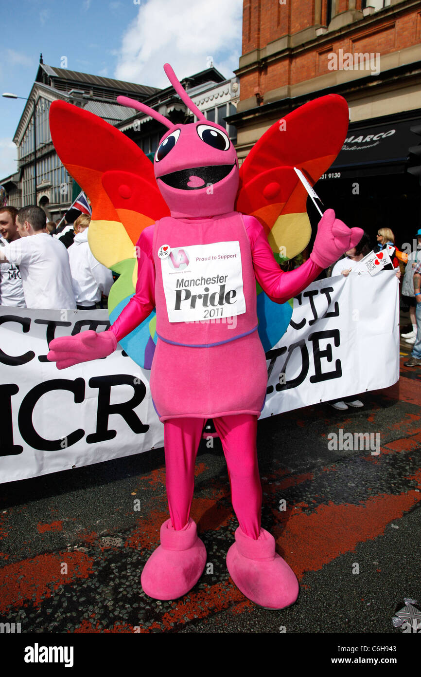 Marcher bei Manchester Gay Pride Parade, Manchester, England Stockfoto