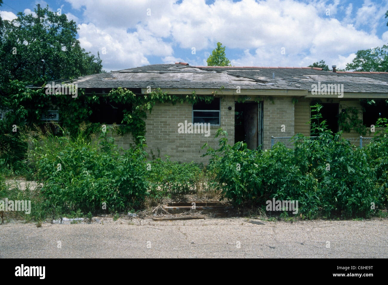 Ein verlassenes Haus in New Orleans' Lower Ninth Ward. Stockfoto