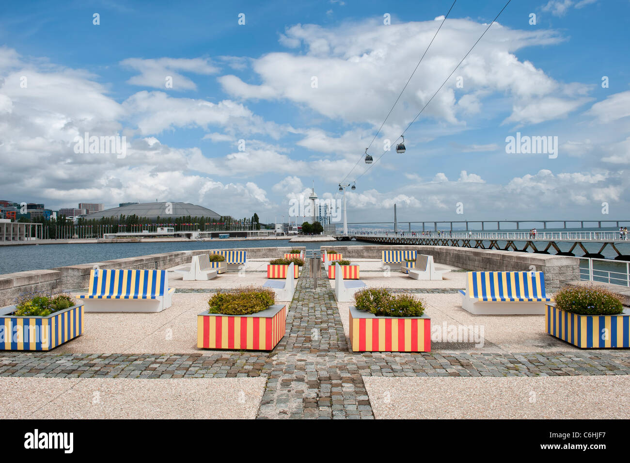 Parque Das Nações (Park der Nationen), Seilbahn, Lissabon, Portugal Stockfoto