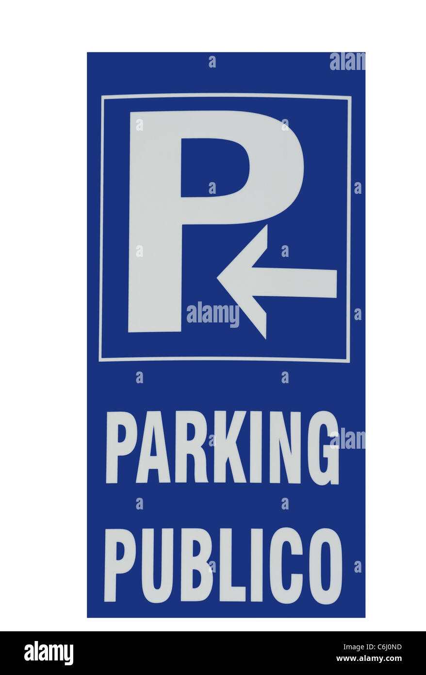 Parkplatz Publico Zeichen Spanien Spanisch Verkehrszeichen Stockfoto