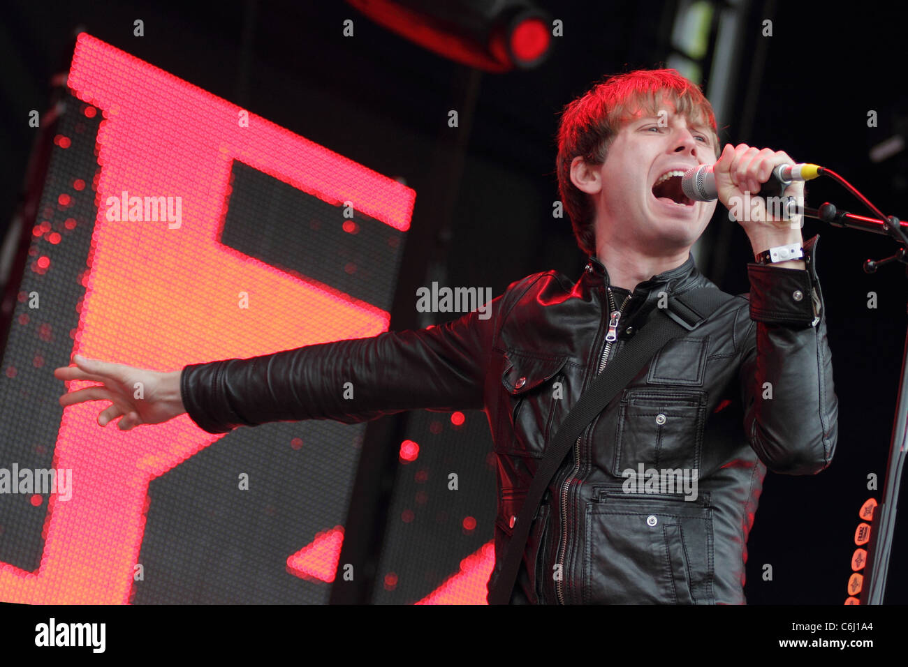 Alex Kapranos Franz Ferdinand die live auf dem Future Music Festival Adelaide, Australien - 08.03.10 Stockfoto