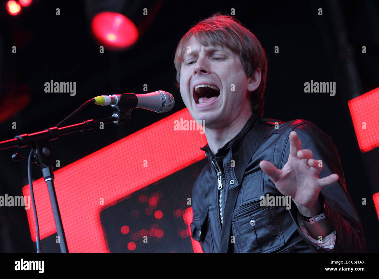 Alex Kapranos Franz Ferdinand die live auf dem Future Music Festival Adelaide, Australien - 08.03.10 Stockfoto