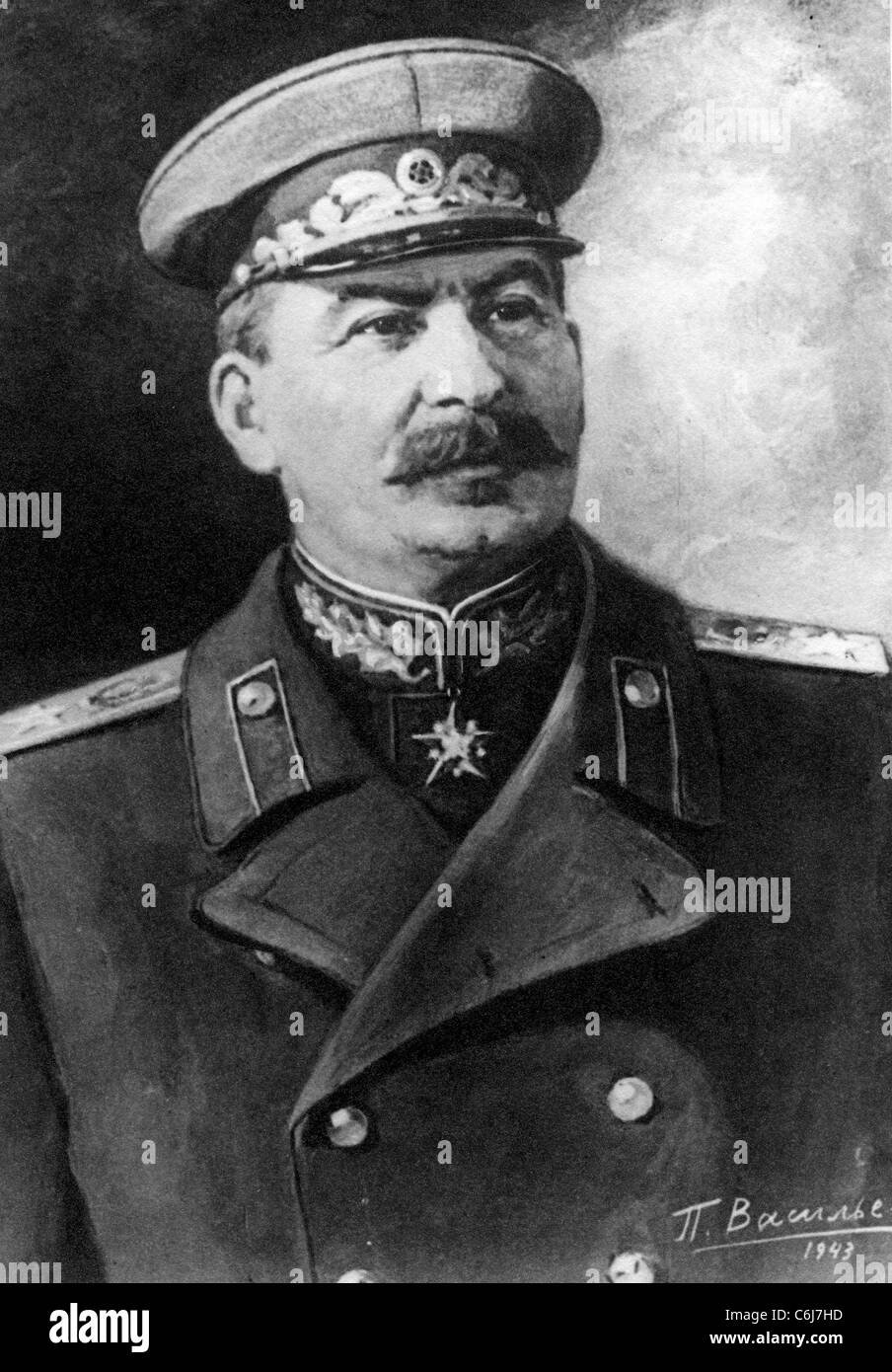 JOSEPH STALIN (1878-1953) sowjetischen Ministerpräsidenten in einer Zeichnung von 1943 Stockfoto