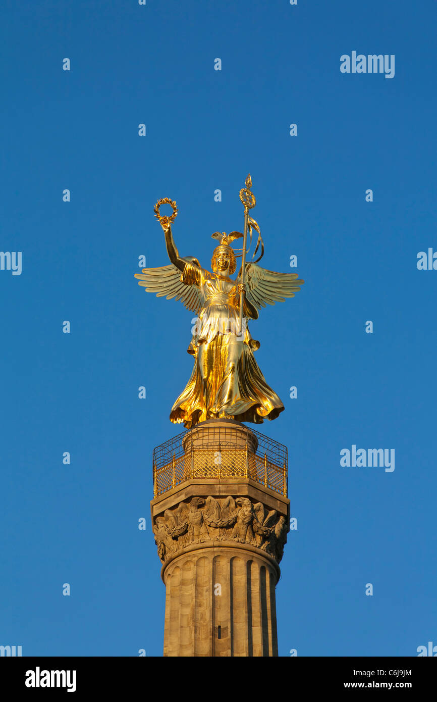 rekonstruierte Siegessäule "Siegessäule" am Abend, Tiergarten, Mitte, Berlin, Deutschland, Europa Stockfoto