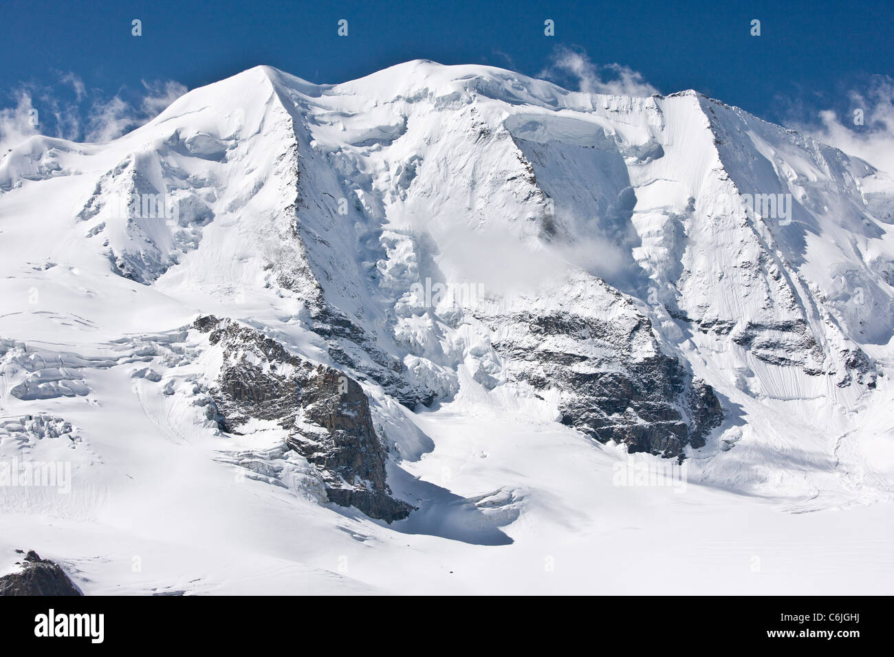 Piz Palu, 3905m, in der Bernina-Gruppe, Upper Engadin, Schweiz. Stockfoto