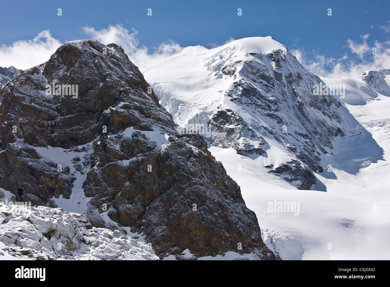 Piz Cambrena (3604m), in der Bernina-Gruppe, Upper Engadin, Schweiz. Stockfoto