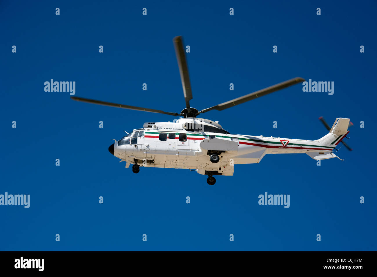 Mexikanische Luftwaffe Hubschrauber transportiert Präsident Calderon Stockfoto