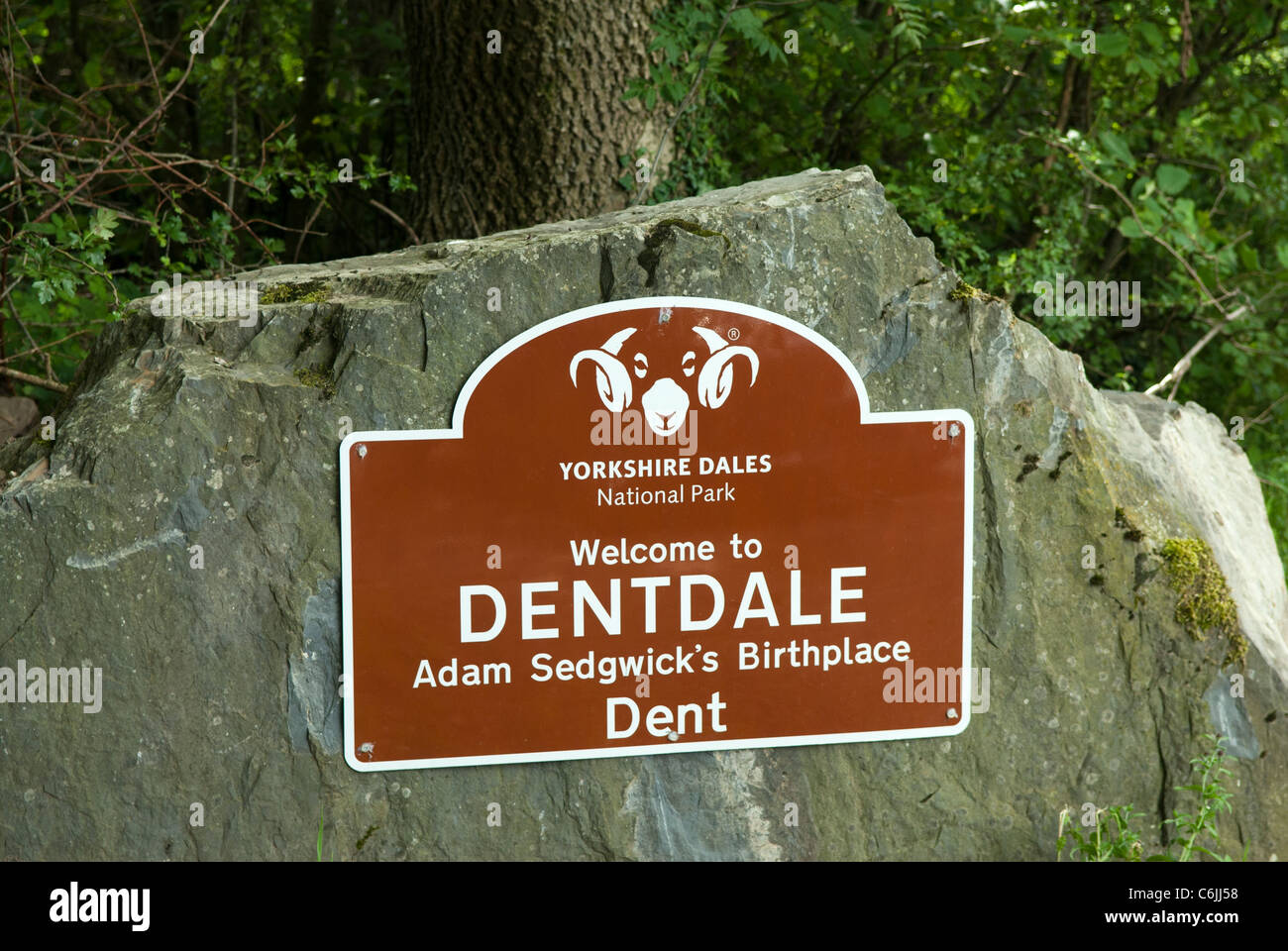 Nationalpark-Zeichen für Dentdale, North Yorkshire, England. Stockfoto