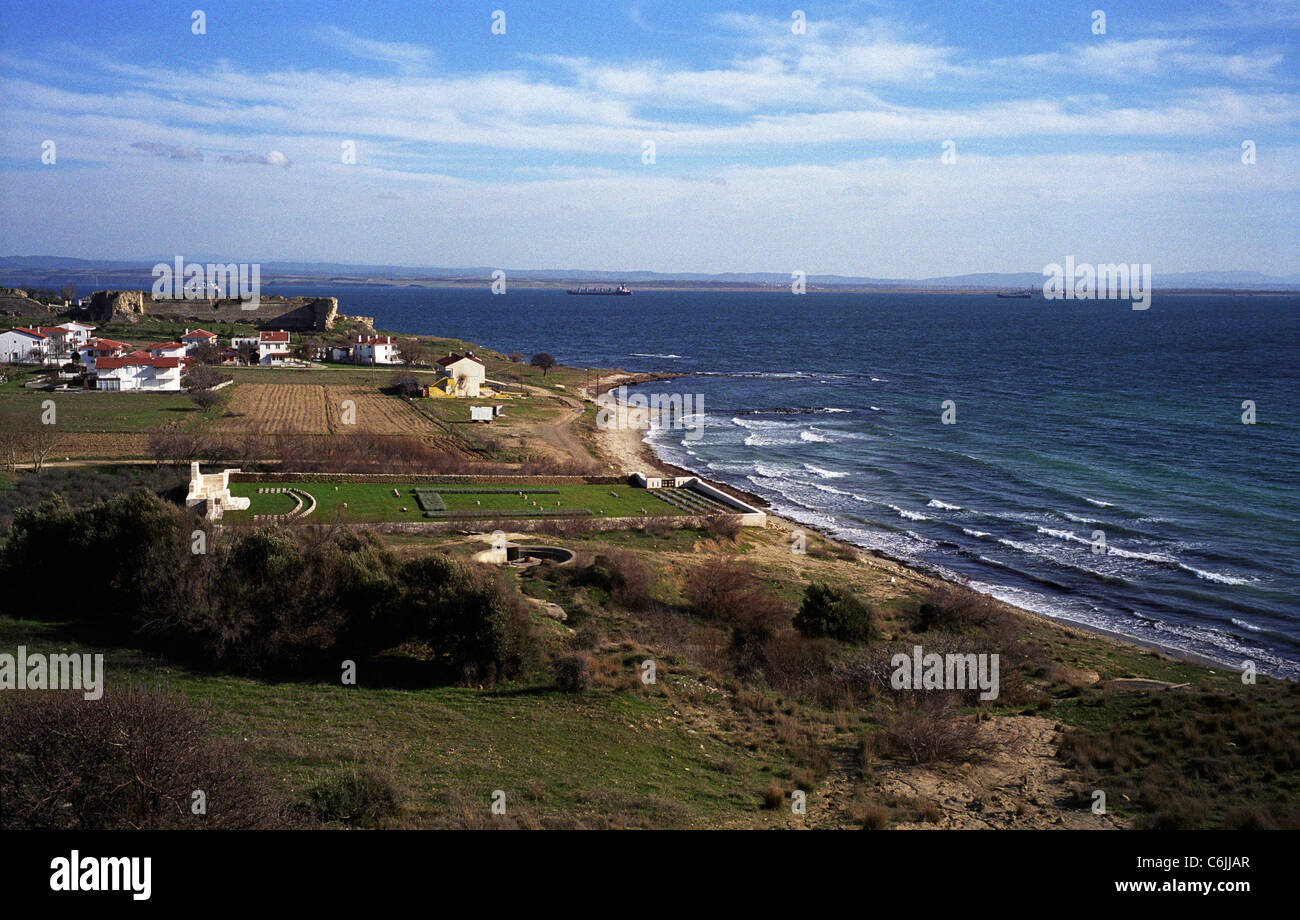 V Strand Friedhof, Gallipoli Schlachtfeld Türkei 1915-Kampagne. Verwaltet von Commonwealth War Graves Commission. Stockfoto