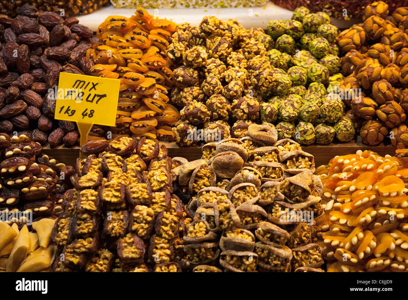 Türkei, Istanbul, Eminonu, Misir Carsisi, Spice Market Interieur. Stockfoto