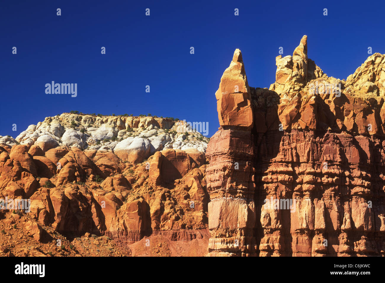 Sandstein-Felsformation, Ghost Ranch, New Mexico, Vereinigte Staaten von Amerika Stockfoto