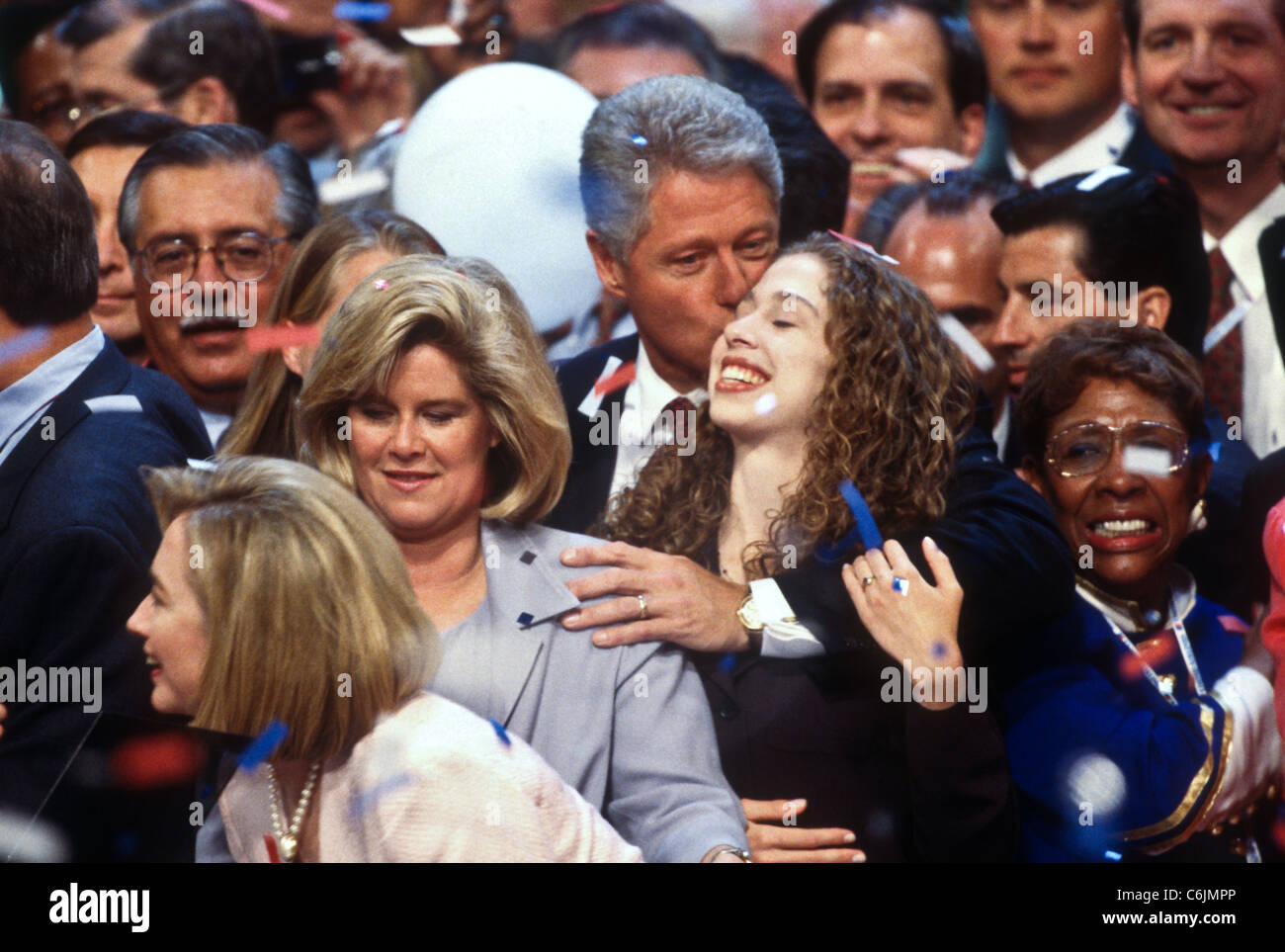 Präsident Bill Clinton feiert mit Tochter Chelsea in er Democratic National Convention Stockfoto
