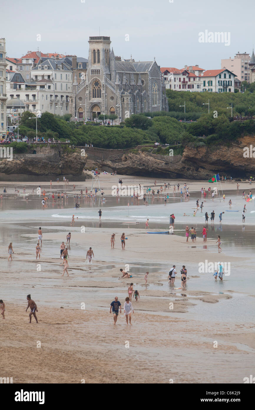 Biarritz Miarritze Frankreich Euskadi Strand Sommer Ferien Urlaub Spanien Meer Menschen Stockfoto