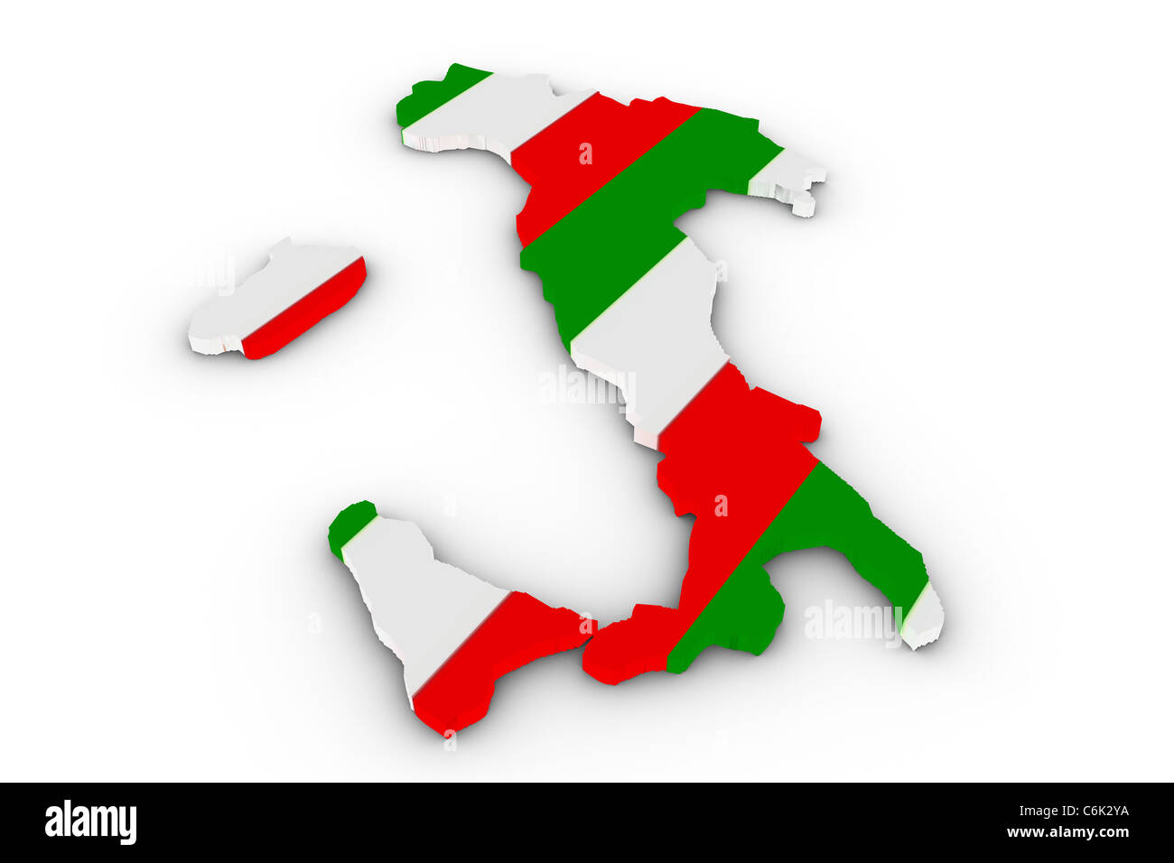 Italien Karte gefüllt mit Italien-Flagge Stockfoto