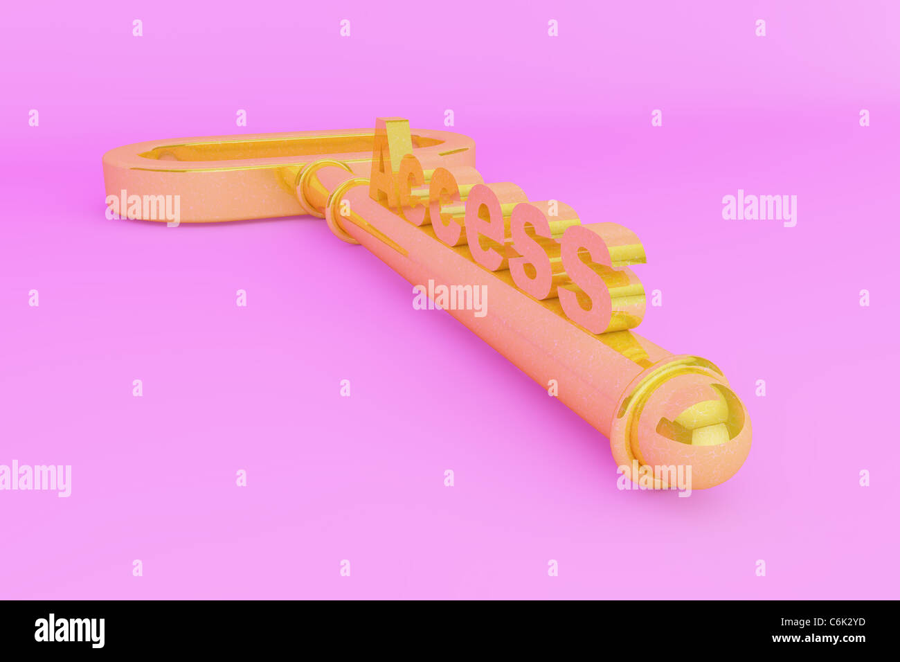 Drei dimensionale Darstellung goldenen Schlüssel Stockfoto