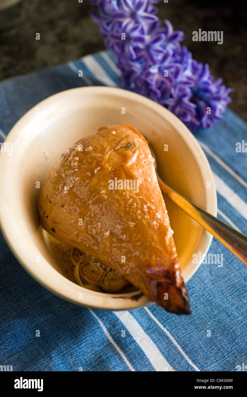 Kürbis mit Salz rösten Stockfoto