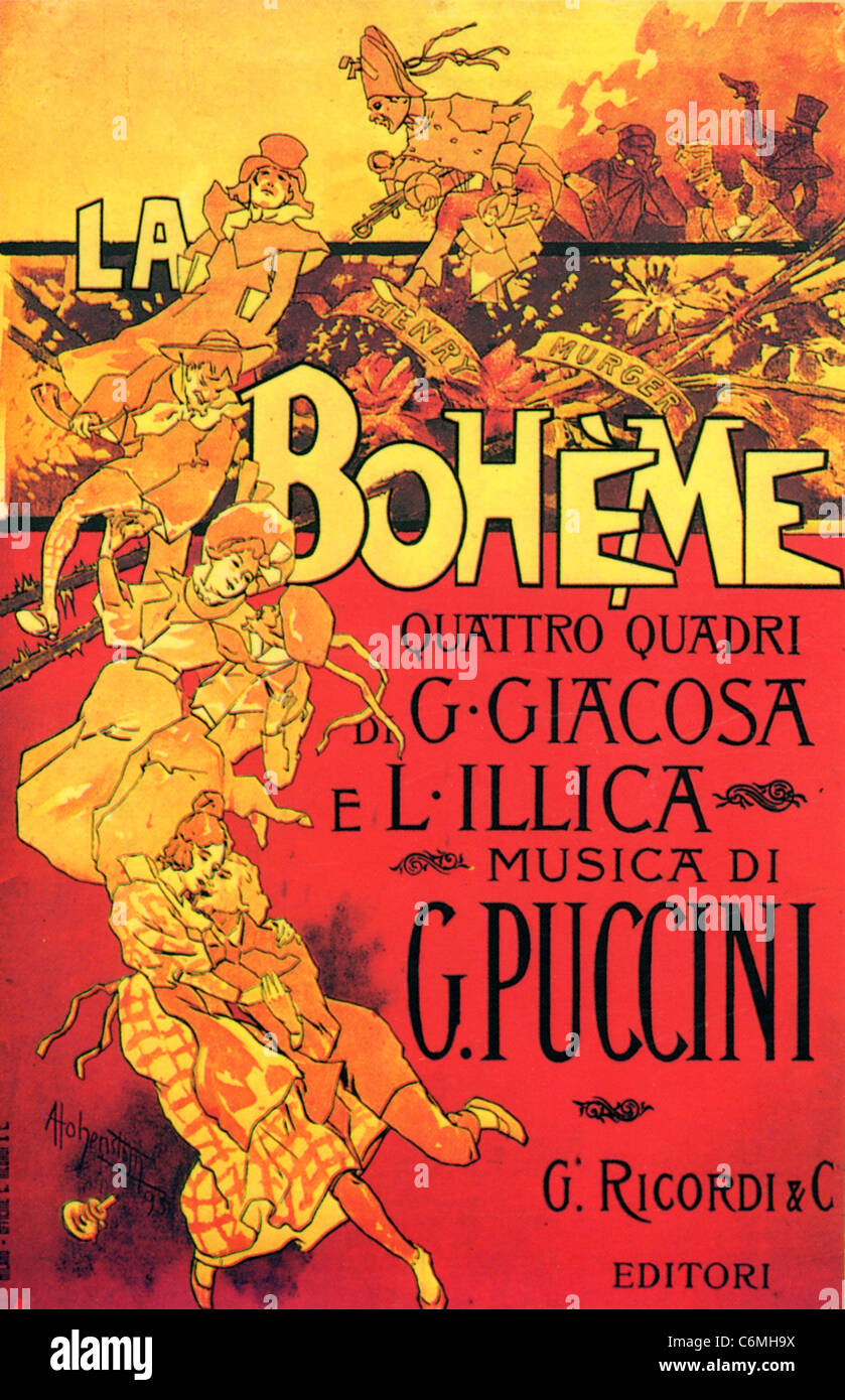 LA BOHEME Abdeckung für Score von Puccinis Oper 1896 Stockfoto