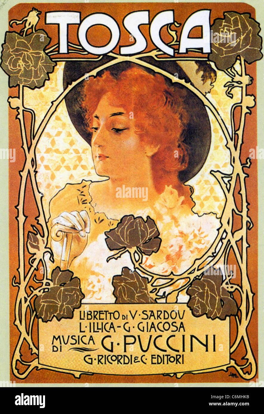 TOSCA-Plakat für 1900 Uraufführung am Teatro Costanzi, Rom Stockfoto