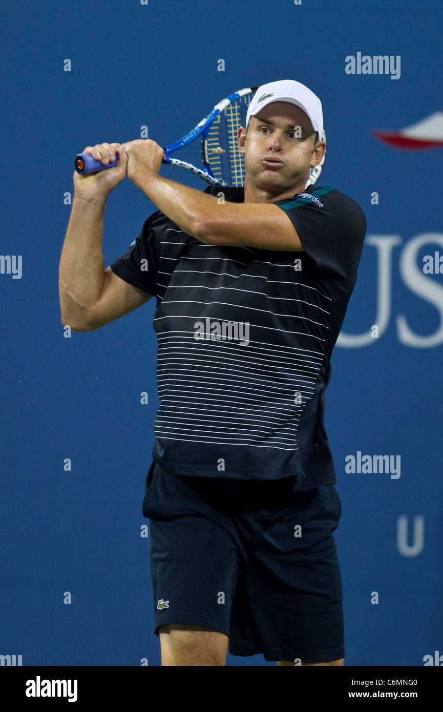 Andy Roddick (USA) im Wettbewerb bei den 2011 US Open Tennis. Stockfoto