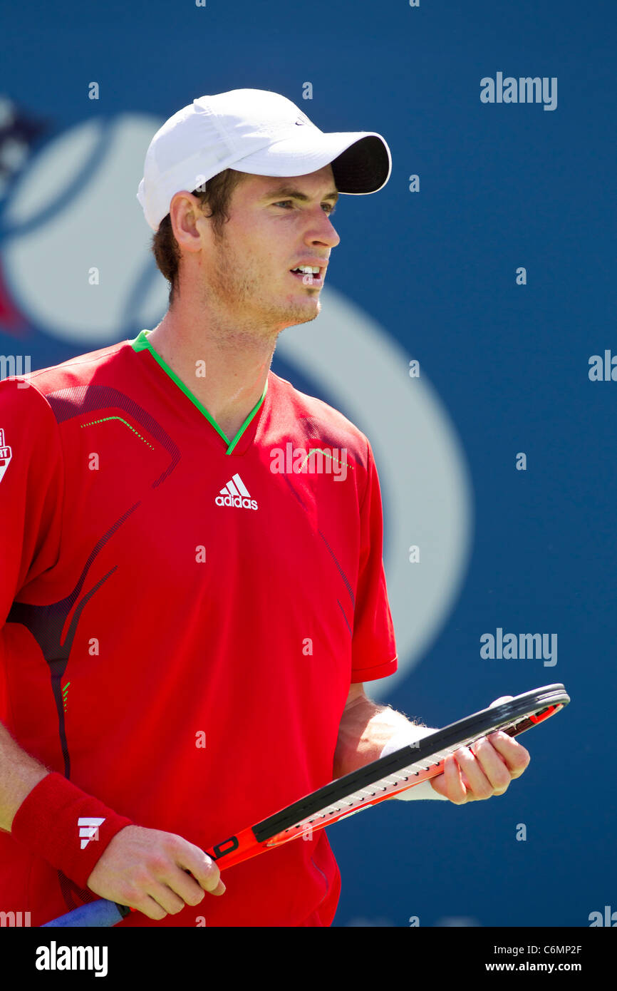 Andy Murray (GBR) im Wettbewerb bei den 2011 US Open Tennis. Stockfoto