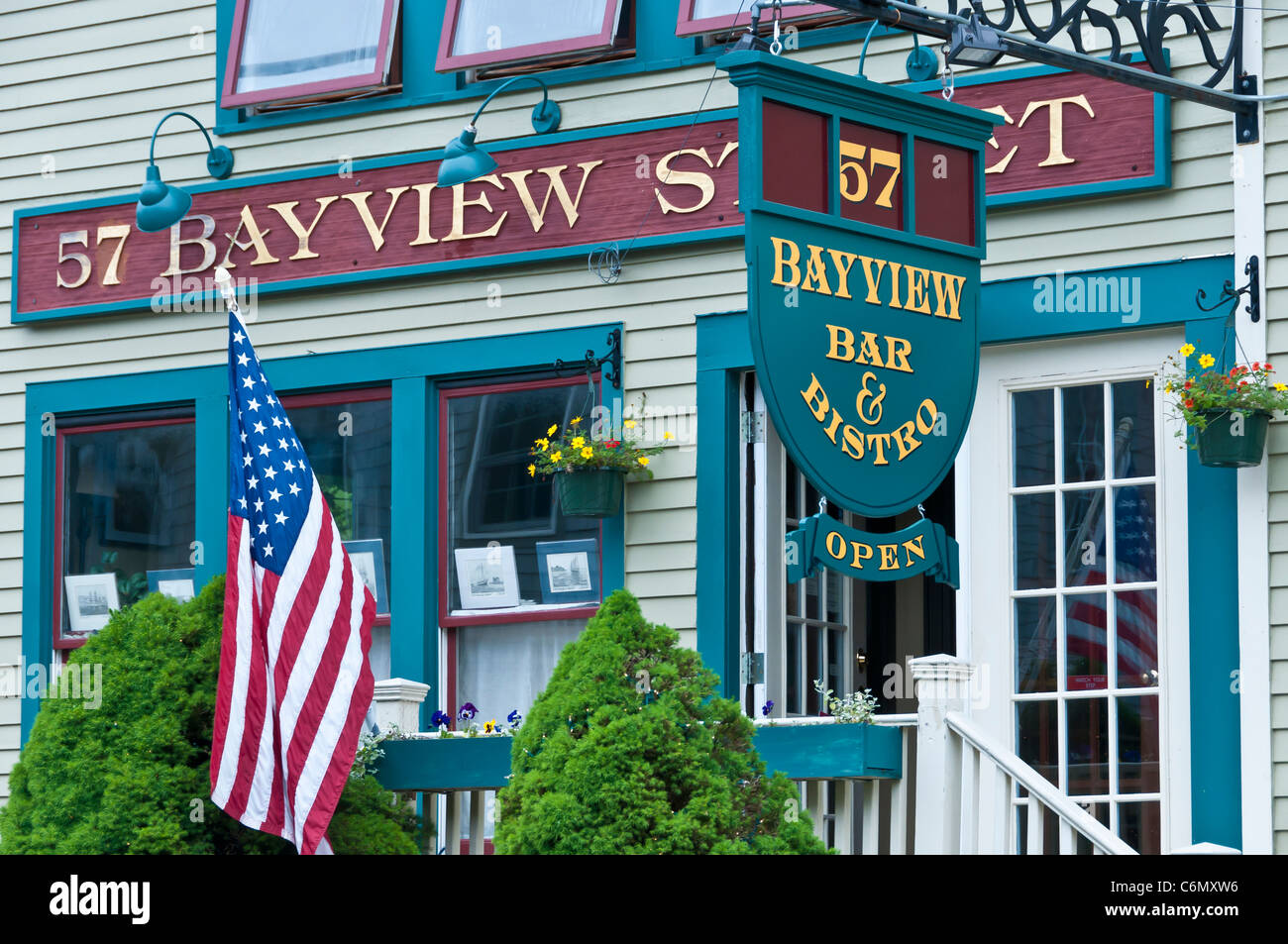 Bistro Stadt von Camden, Maine, Vereinigte Staaten von Amerika Stockfoto