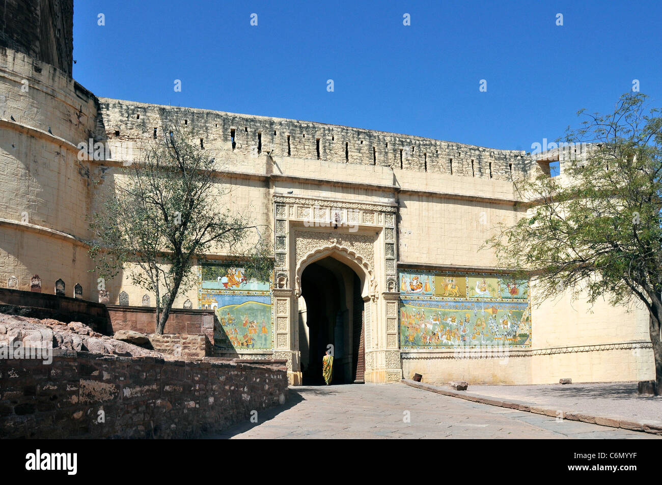 Einfahrt Tor Mehrangarh Fort Jodhpur Rajasthan Indien Stockfoto